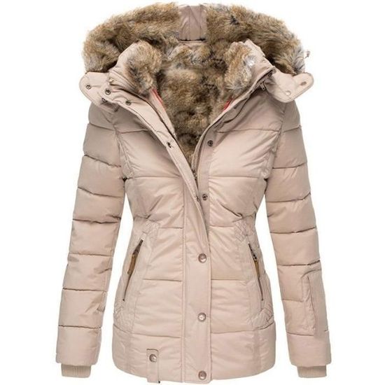 Doudoune Polyester Coton Doudoune Longue Femme LAEMILIA - Manteau Hiver Capuche Fourrure Genoux Vêtement Hiver Polyester Coton