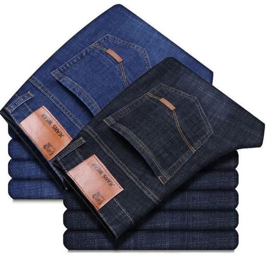 Lot de 2 Jean Homme 38 46 Taille Casual Jeans Homme Coupe Ajustee Straight Fit Jean Homme Regular Resistant Noir Bleu Marine Noir bleu marine Cdiscount Pret a Porter