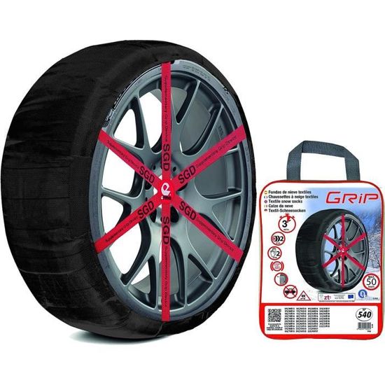 Chaînes à Neige Textiles GRIP Taille 550 - Homologuées - Compatibles ABS/ESP - Ultra Légères