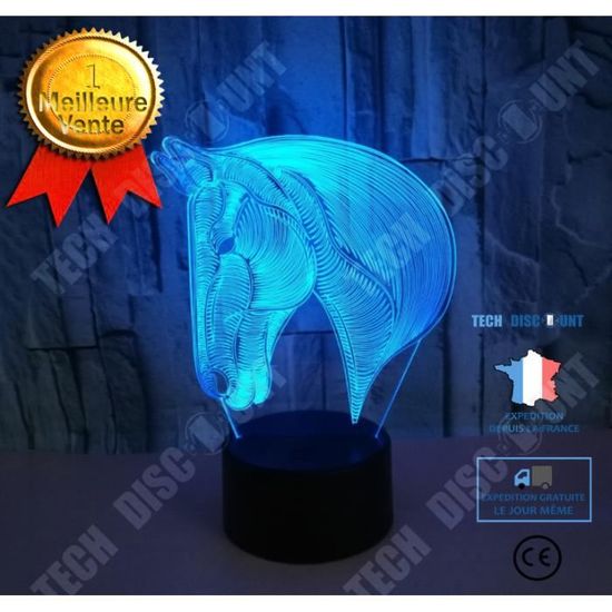Cheval 3D Veilleuse Led,Illusion Cheval Effet Usb De Charge Led Night