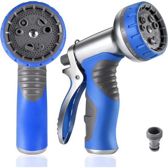 Pistolet D'arrosage 8 Fonctions GARFANS - Réglable, Avec Connecteur Rapide, Pour Jardin Et Lavage Voiture (vert)
