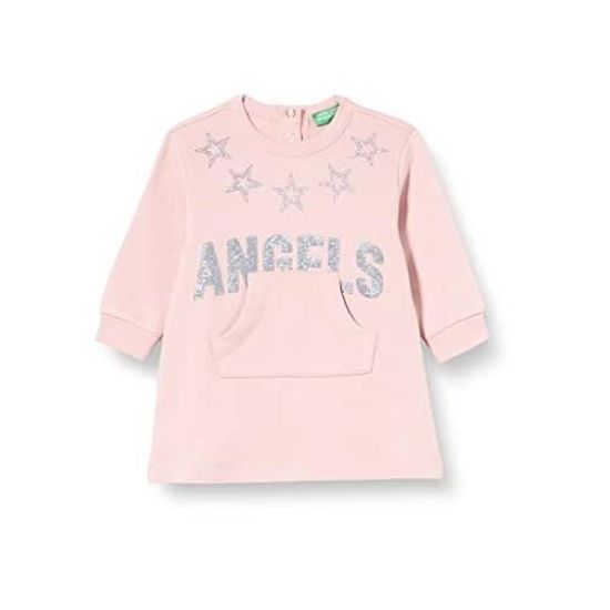 United Colors Of Benetton Vestito Bimba Manica Lunga In Jersey Stretch - Rosa? (controlla Colore) Con Fiocco E Bottoni Finto Legno - 2