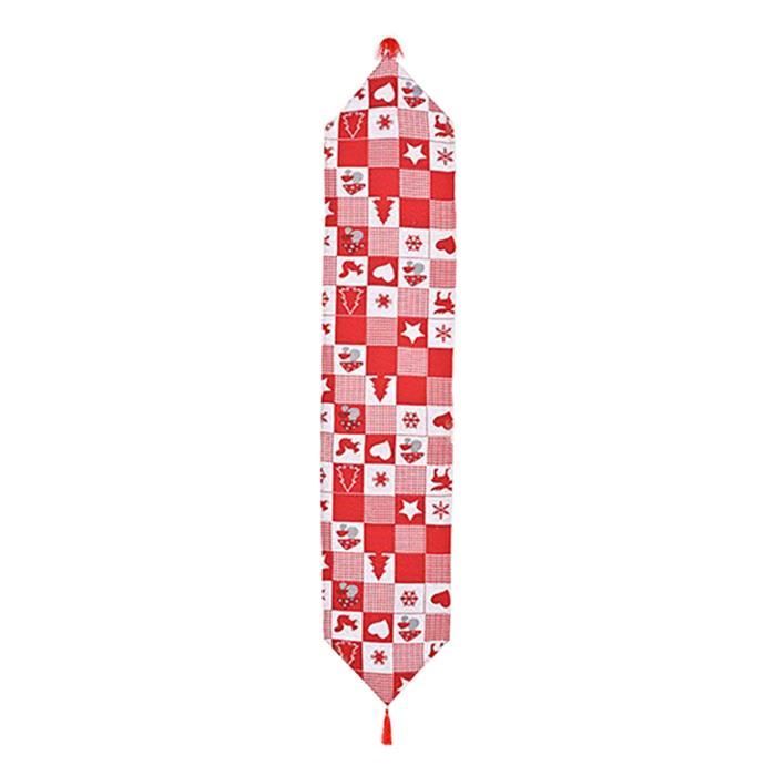 Chemin De Table De Noël Rouge 180 Cm - Lin Imperméable, Réutilisable - Décoration Festive Pour 4 à 6 Personnes - 4