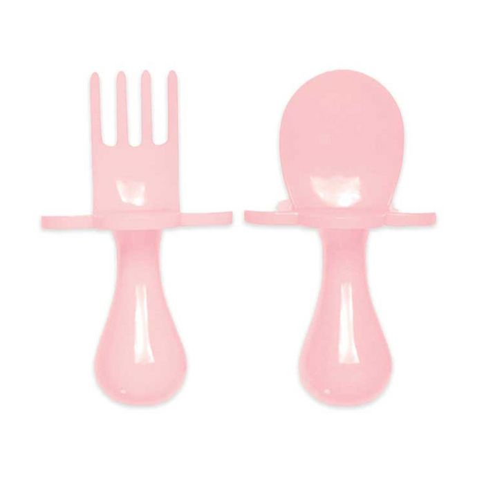 Set de 2 couverts d'apprentissage ergonomiques Rose clair - GRABEASE