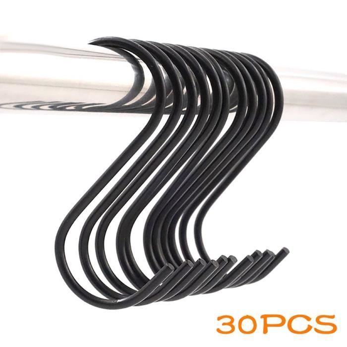 Crochets en forme de S noirs Type S crochets de cuisine pour suspendre des casseroles Pots Bag serviettes 30Pcs LZX90904732 PATERE