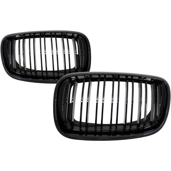 2 GRILLE HARICOTS DE CALANDRE NOIR BRILLANT DOUBLE LAME BMW X5 E70 DE 2007 A 2013