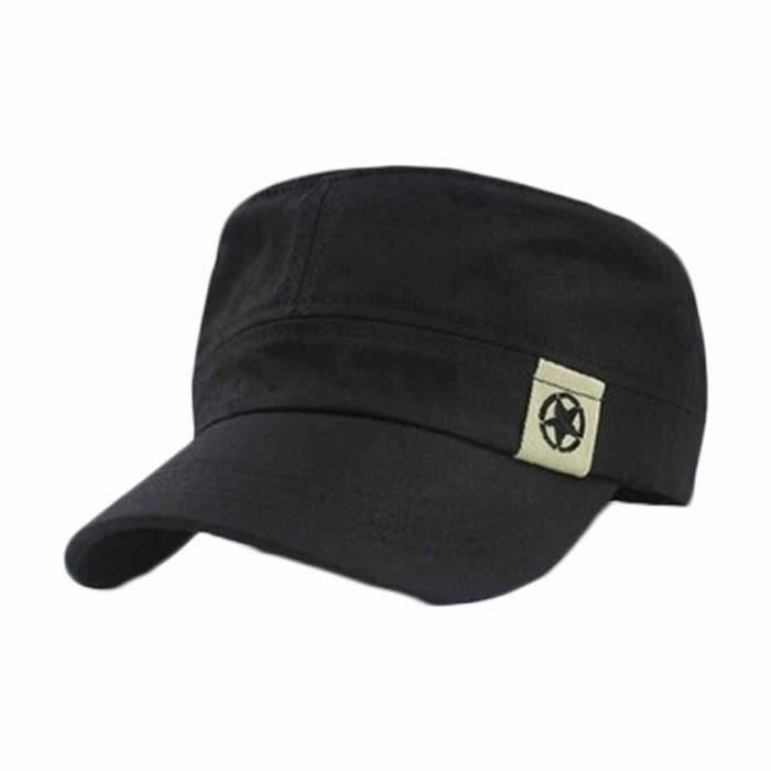Merci Black New Flat Roof Military Hat Cadet Patrol Bush Hat Baseball Field Cap Black