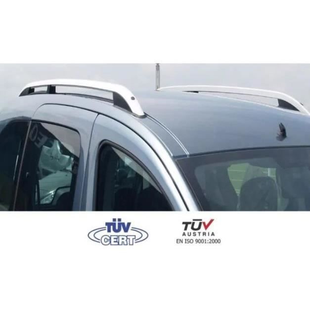 Barres de toit pour Citroen Berlingo long 09-2007>2015 longitudinales alu + pieds plastique noir