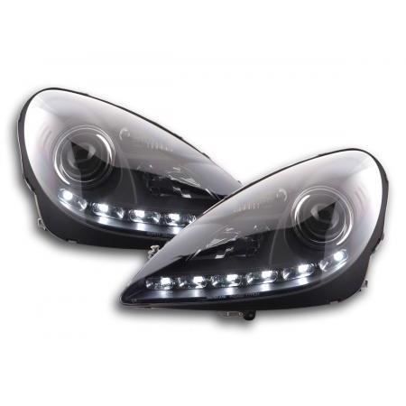 Paire de feux phares avant Mercedes SLK R171 de 2004 a 2011 Daylight DRL Noir