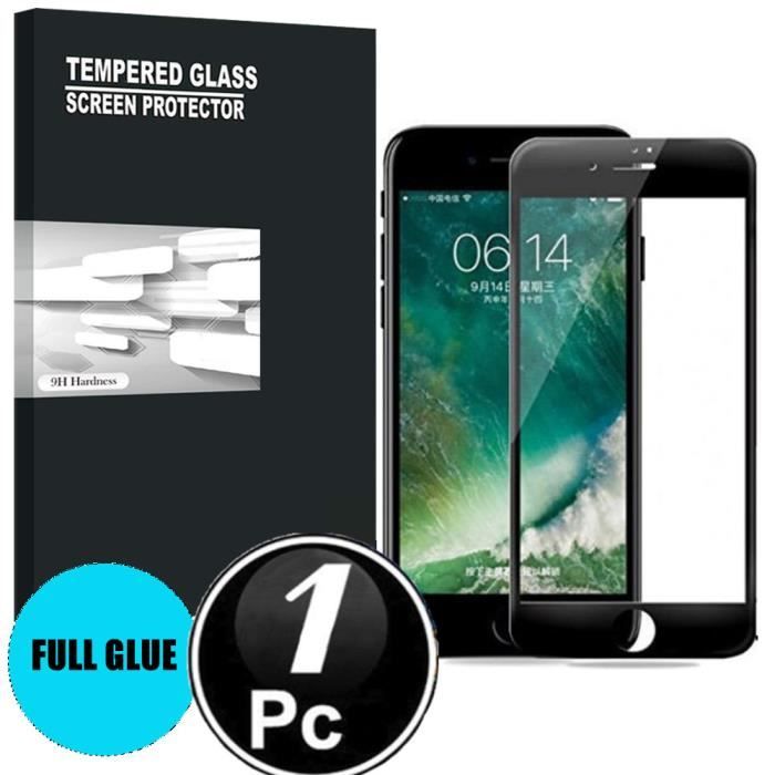 Apple iphone 8 Vitre protection ecran verre trempé incassable protection integrale Full 3D Tempered Glass FULL GLUE - [X1-Noir]
