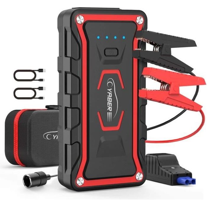 Booster de démarrage-YABER YR400-12V-1600A-20000mah-Chargeur de batterie de voiture-Lamp LED-Boussole