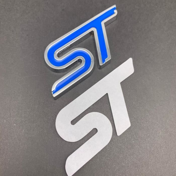 Accessoires auto intérieurs,Autocollant de calandre en métal rouge bleu ST, Badge emblème de tête de voiture, chromé - Type 3-3-7cm