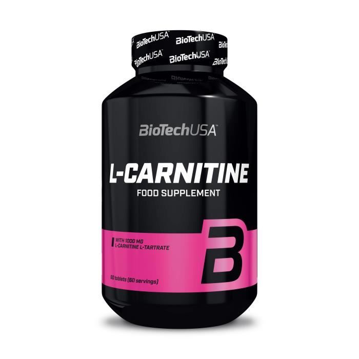 L- Carnitine 1000 mg 60 Comprimés Biotech USA - Perte de Poids - Soutient Régime - Ventre Plat - Sèche Musculaire - Produit Minceur