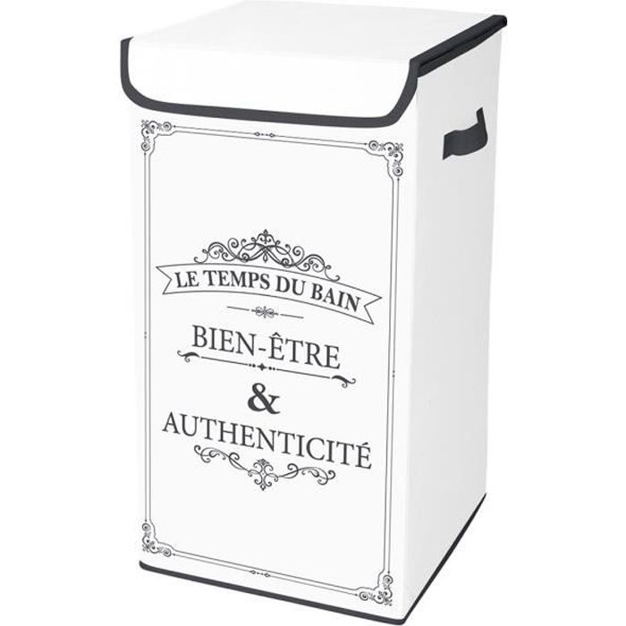 Coffre à linge intissé 54L Vintage Autres Blanc