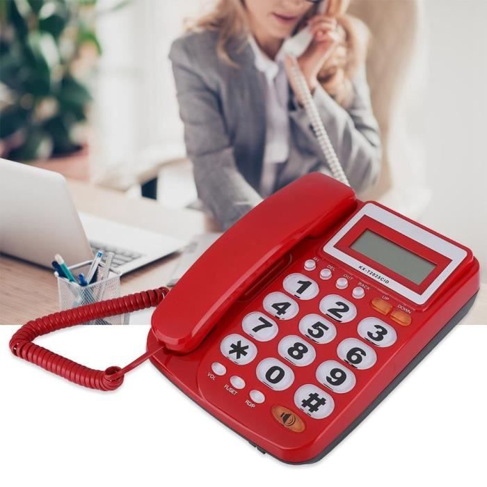 EJ.life Téléphone filaire avec répondeur Téléphone fixe filaire de bureau avec affichage d'identification de l'appelant avec