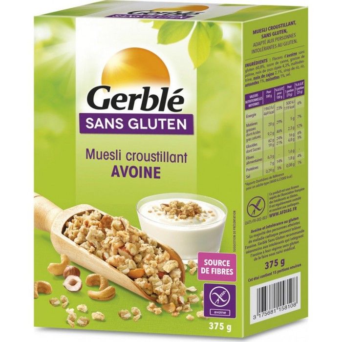 GERBLE Muesli croustillant à l'avoine sans gluten - 375 g