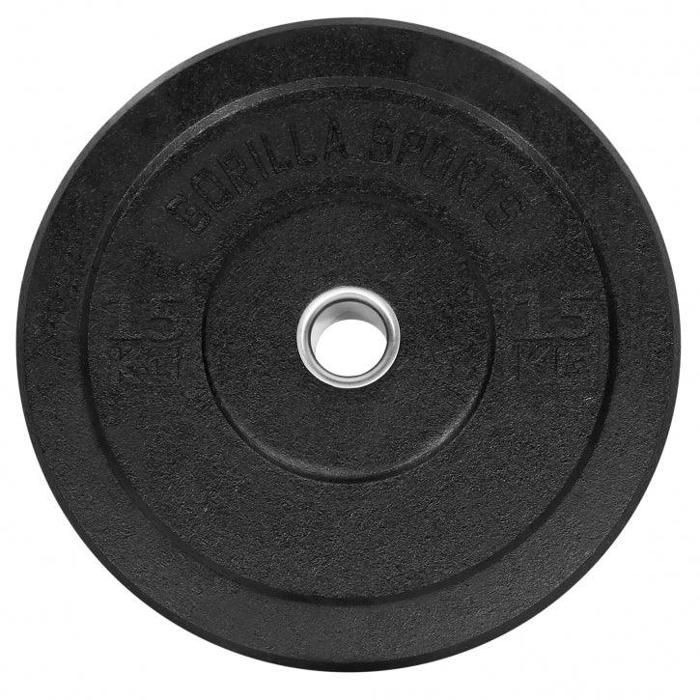 Gorilla Sports - Poids disques olympiques Hi Temp avec absorbeur de chocs - Noir - De 2,5 kg à 25 kg - Poids : 15 KG