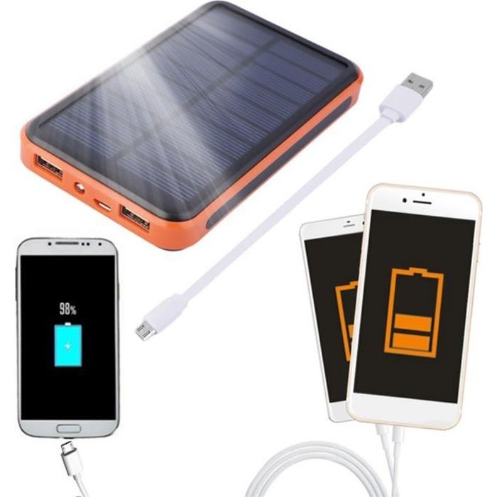 50000MAH Power Bank solaire étanche grande capacité alimentation externe de chargeur de batterie