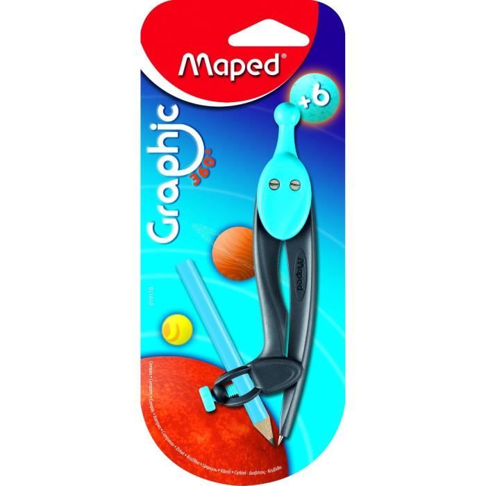 MAPED - Compas Graphic 360° - Crayon + bague universelle