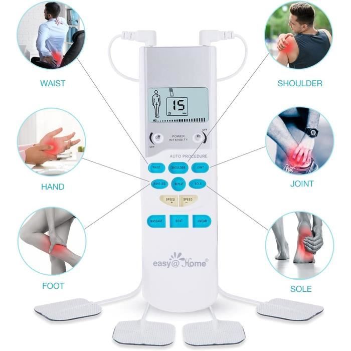 Électrostimulateur Musculaire TENS Anti-douleur, Stimulateur Musculaire 3 en 1 Easy@Home Massage de Électrostimulateur Soulagement