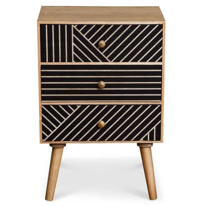 Commode Design 3 Tiroirs -savana- 60cm Naturel - Paris Prix