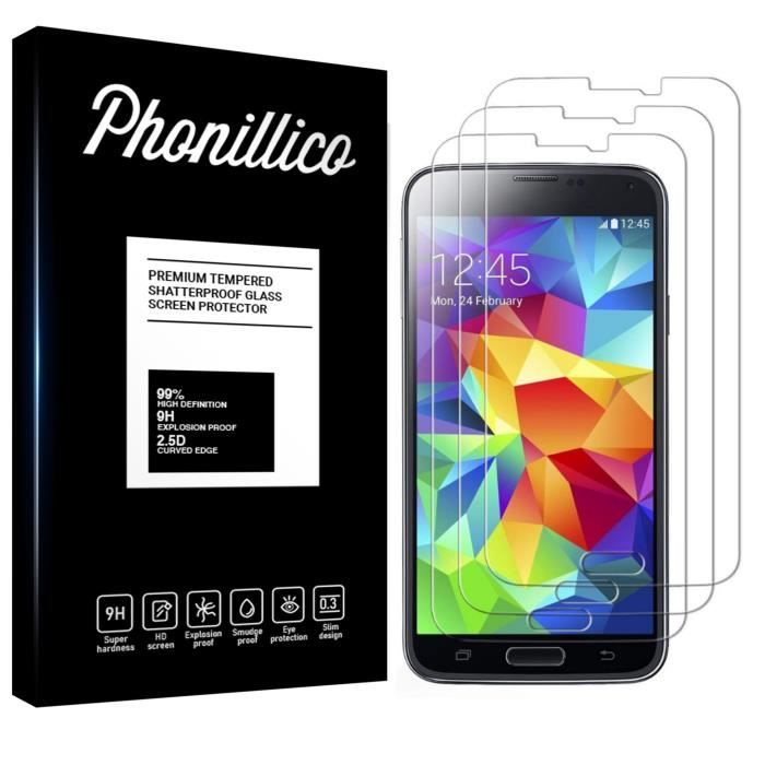 Verre Trempe Samsung Galaxy S5 MINI - [Pack 3] Film Vitre Protection Ecran Ultra Resistant [Phonillico®]