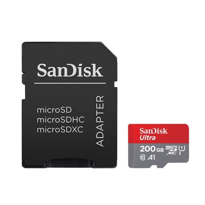 sandisk Ultra Android microSDXC 200 Go + Adaptateur SD SDSQUAR-200G-GZFMA
