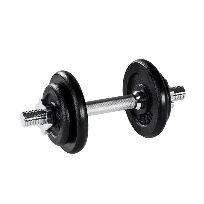TECTAKE 1 Haltère Court et 4 Poids en Acier et en Fonte 2 x 1,25 kg + 2 x 2,5 kg