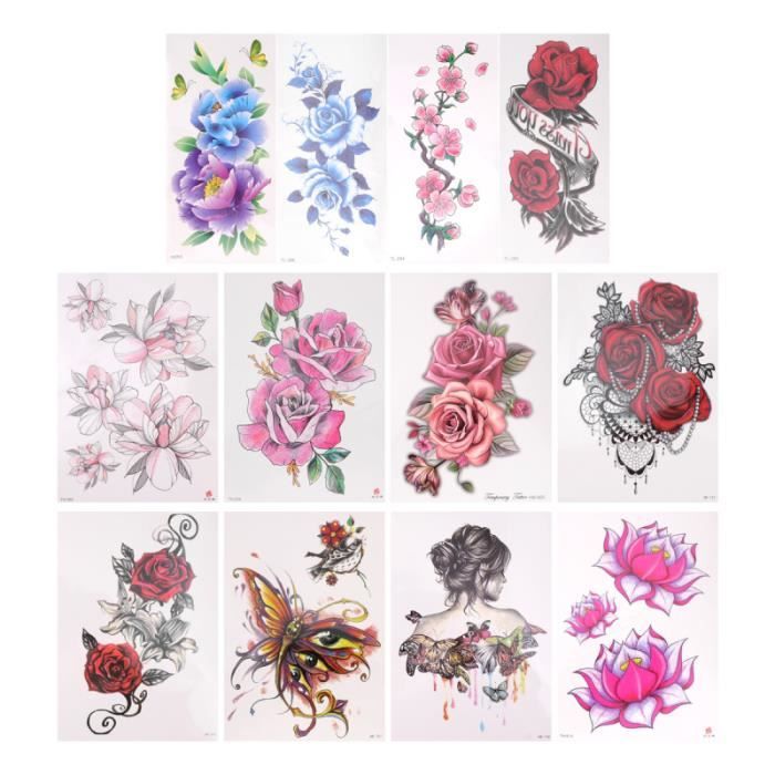 12pcs autocollants de tatouages créatifs délicats bras utiles faux pour femme adulte TATTOOS - BODY JEWELERY - HAIR JEWELERY