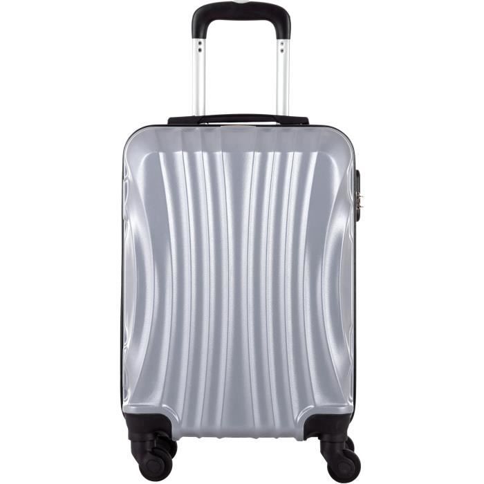 TRAVEL WORLD Valise Cabine 55cm avec 8 roues - Couleur Argent
