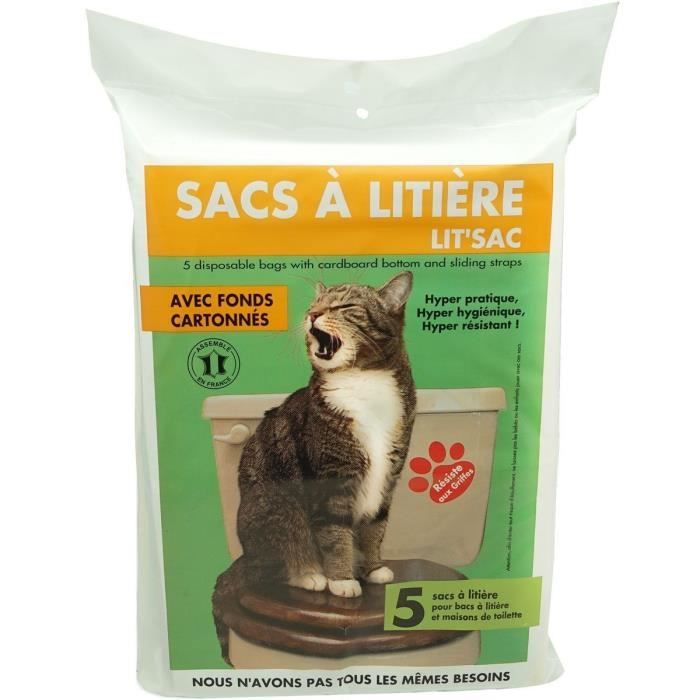 OLISAC Sacs à litière jetable pour chat - 5 pièces