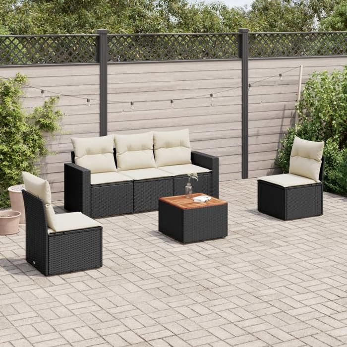 vidaXL Salon de jardin 6 pcs résine tressée Coussins