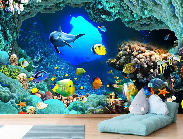 Lot De 4 Stickers Muraux 3D - Monde Sous-Marin - Pour Salle De Bain