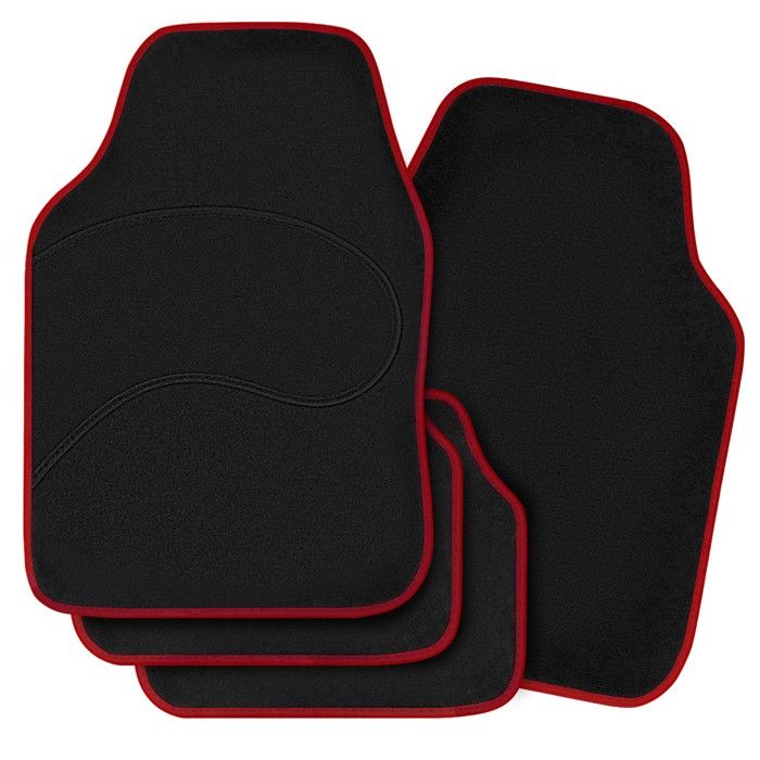 WOLTU Tapis Voiture Universel Tapis de Voiture en Tissu 4 pièces Avant et Arrière Antidérapant Rouge W0UETT0378