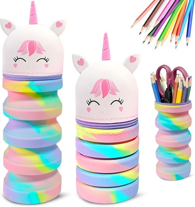 Trousse Design Animalier Trousse à Stylo,Trousse à Crayons En Silicone Souple Avec Fermeture Éclair,Sac De Rangement De Trousse Kawaii Extensible - 10