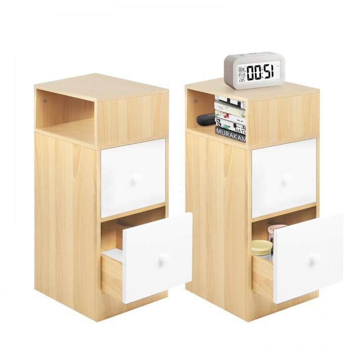 Lot De 2 Tables De Chevet Étroites SoBuy Avec Tiroir - Meubles De Nuit Blancs Idéaux Pour Petite Chambre Ou Salon, 20x35x60 Cm FBT111-WNx2