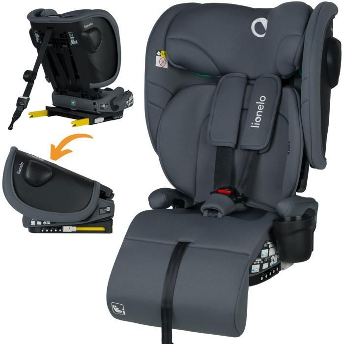 Visuel du produit : Siège-auto 76-150cm LIONELO Nelly i-Size - ISOFIX - Pliable - Porte-gobelet - Groupe 1/2/3 - Gris