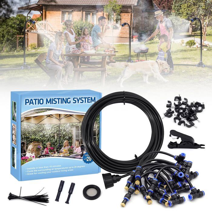 Kit Système De Brumisateur Extérieur Avec Pompe 12V - Refroidissement Patio Et Jardin