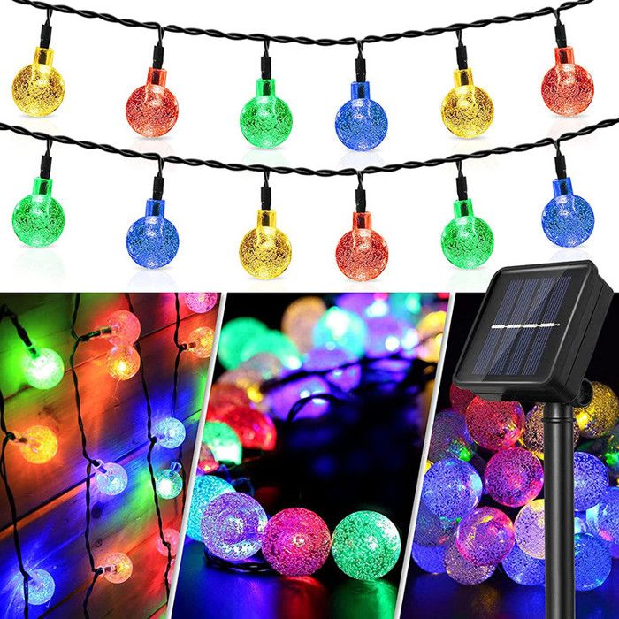Rosnek Guirlande Lumineuse Solaire Extérieure 9 5m 50LED avec 8 modes Lampe Multicolore Jardin IP65 Étanche pour Noël Fête Décor