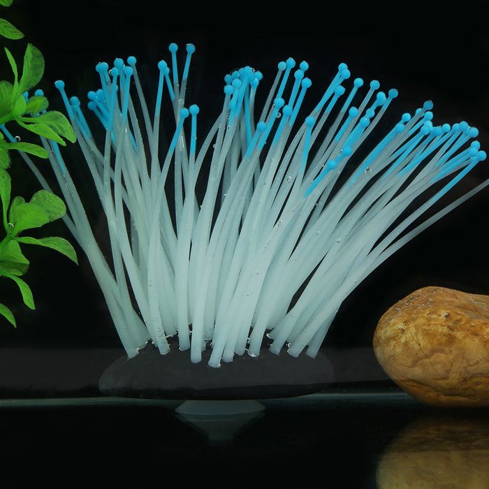 OMABETA Ornement daquarium corail plastique Ornement de plante de corail artificielle vif pour animalerie decoration S bleu