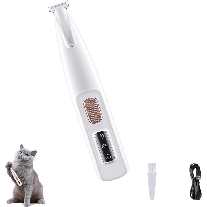 Tondeuse pour pattes danimaux avec lumière LED - Tondeuse rechargeable et étanche pour chiens et chats - Rasoir silencieux -