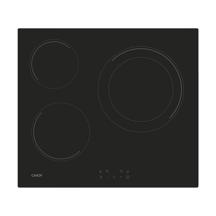 Plaque vitrocéramique - Candy - 60 cm - 3 zones de cuisson - Double zone 30 cm - Contrôle tactile