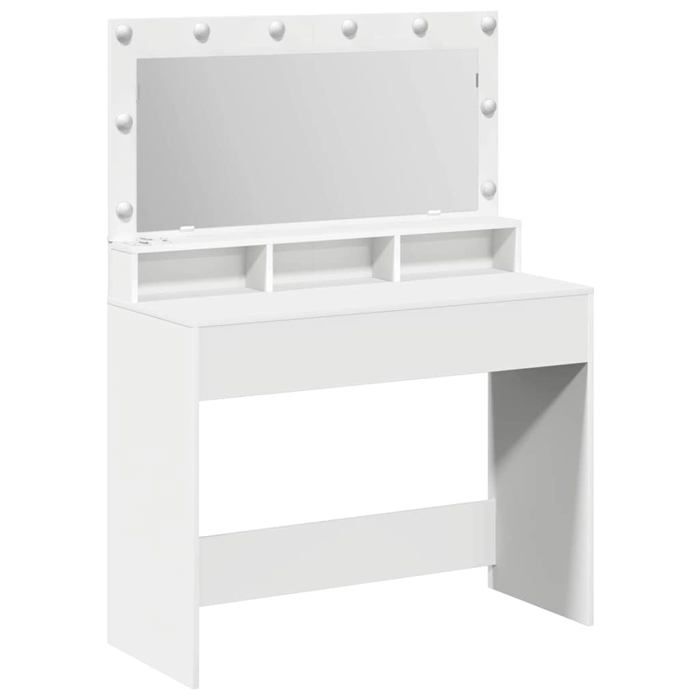 Table de maquillage moderne - vidaXL - 100x41x135 cm - Blanc - Bois dingénierie - Miroir lumineux LED