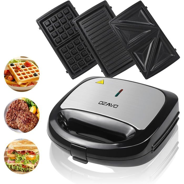 Appareil 3 En 1 Triomph – Gaufrier, Grill Et Croque-Monsieur – Noir – Neuf Sous Emballage