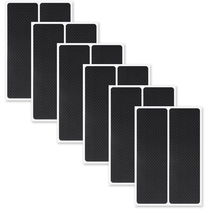 12pcs patins antidérapants autocollants - 14 x 5 cm - Caoutchouc - Découpable - Rectangulaire - Pieds de meubles chaises (5 mm)