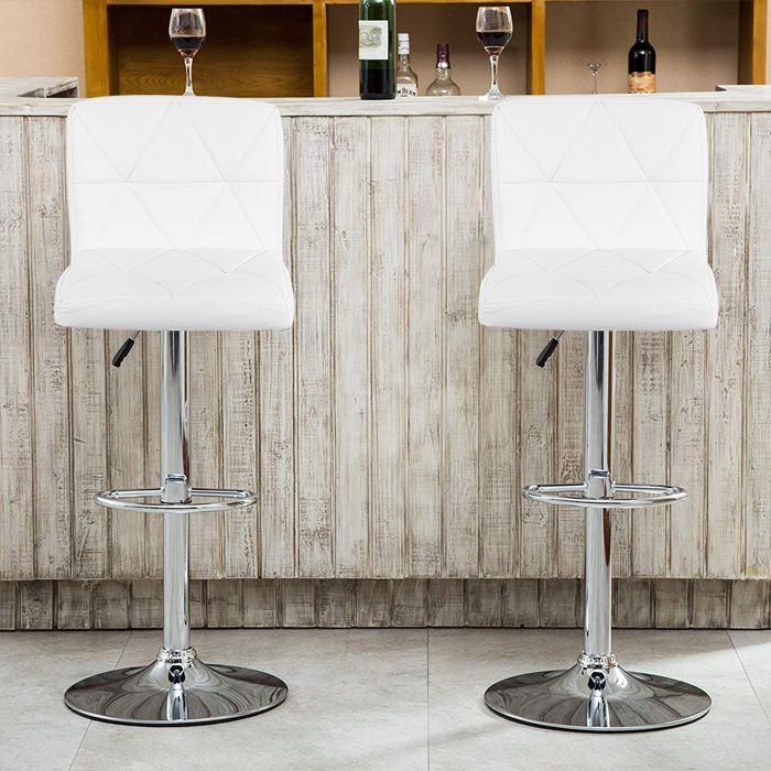 Lot de 2 Tabouret de Bar PIPIPOXERTabouret de Cuisine Hauteur Réglable et Rotation à 360°42x42x89-109 cmBlanc