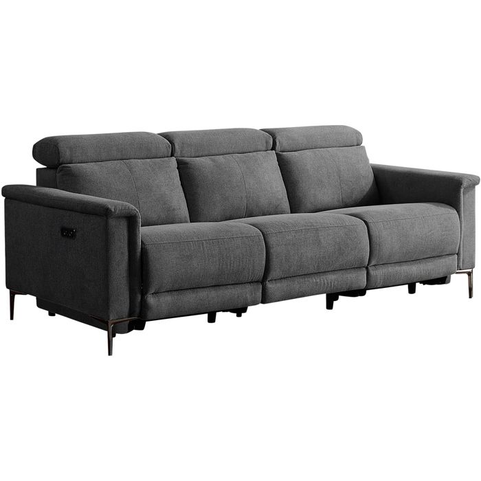 Lund-canapé 3 Places Avec 2 Fauteuils Électriques En Tissu Anthracite