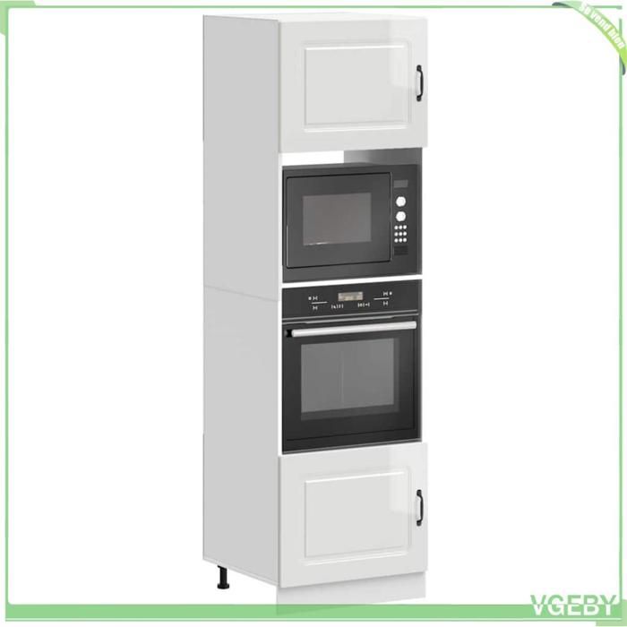 Armoire de four - Kalmar - Blanc brillant - Bois dingénierie - 60 x 57 x 207 cm