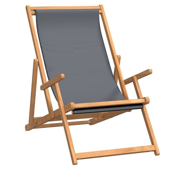STAR SALE® Chaise de plage pliable(1 PC) - Fauteuil relax - Bois de teck solide Gris 60x126x87.5 cm T3388