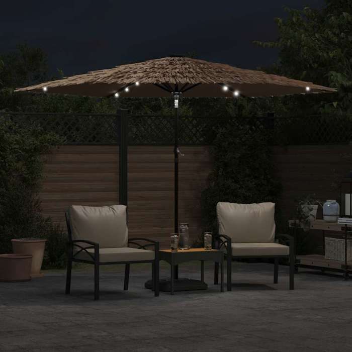 Promotion mars * Parasol de jardin - ANTI-UV - Parasol Réglable - Pour dextérieur - avec LED et mât en acier marron 288x288x225cm